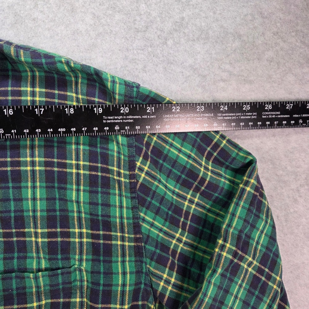 Eddie Bauer Plaid Button Down Shirt Mens Medium Green Navy Cotton Long Sleeve - Picture 7 of 8